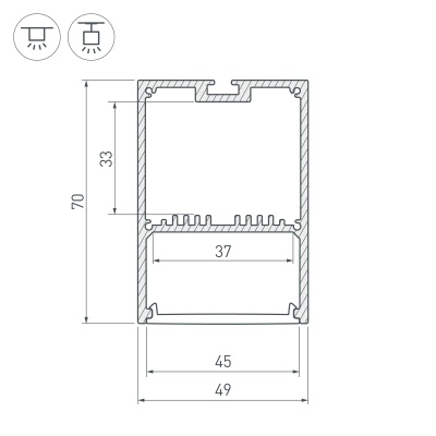 Профиль с экраном SL-LINE-4970-2500 BLACK+OPAL (Arlight, Алюминий) 027989 