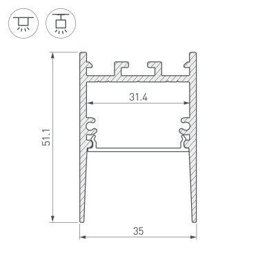 Профиль SL-COMFORT-3551-2000 ANOD (Arlight, Алюминий) 031731 