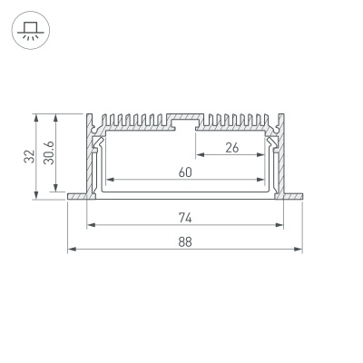 Профиль с экраном SL-LINIA88-F-2500 WHITE+OPAL (Arlight, Алюминий) 021373 