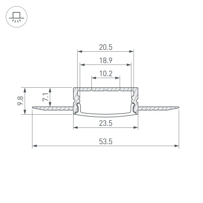 Профиль FANTOM-W20-H10-2000 ANOD (Arlight, Алюминий) 047360 