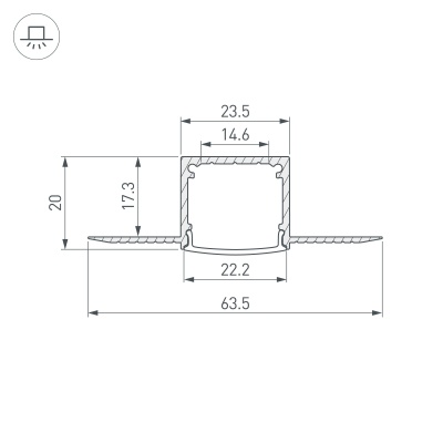 Профиль FANTOM-W20-H20-2000 ANOD (Arlight, Алюминий) 054185 