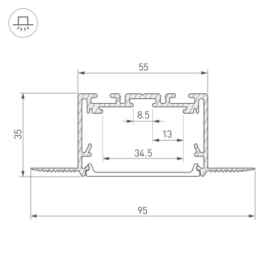Профиль SL-LINIA55-FANTOM-2500 SEAMLESS ANOD (Arlight, Алюминий) 029507 