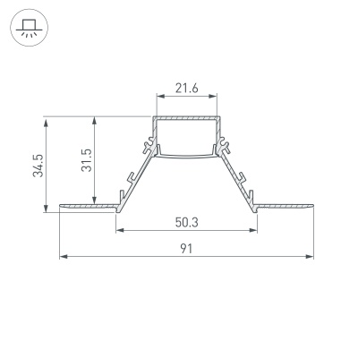 Профиль COMFORT21-V-FANTOM-2000 WHITE (Arlight, Алюминий) 052543 