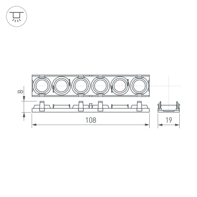 Экран линзованный SL-LINE-W20-55deg-540 (Arlight, Пластик) 041793 