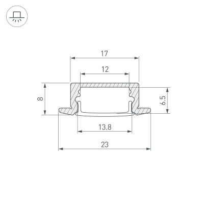 Профиль LINE-2308-F-2000 ANOD OLIVE GREY (Arlight, Алюминий) 038440 