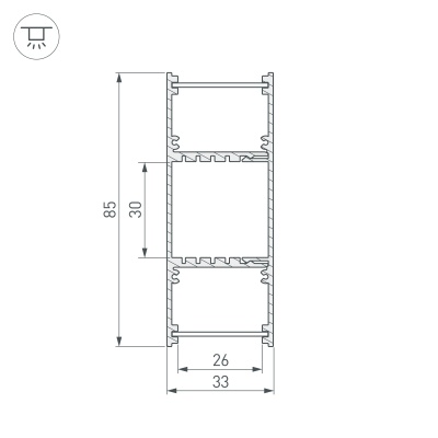 Профиль ARH-WALL-3385-DUAL-2000 ANOD (Arlight, Алюминий) 036341 