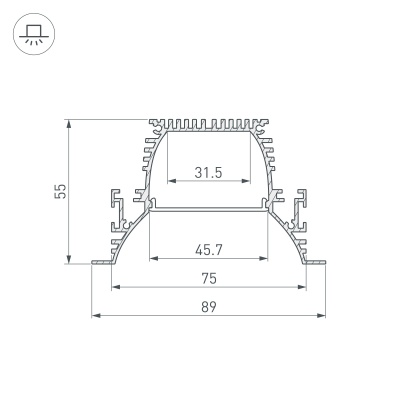 Профиль ARH-POWER-W90-F-COMFORT-2000 ANOD (Arlight, Алюминий) 036357 