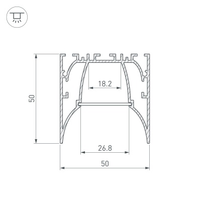 Профиль ARH-LINE-5050-COMFORT-2000 ANOD (Arlight, Алюминий) 036353 