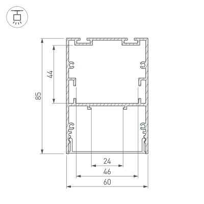 Профиль ARH-LINE-6085-2000 ANOD (Arlight, Алюминий) 018508 