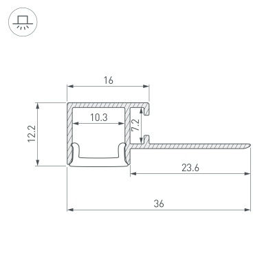 Профиль FANTOM-W12-EDGE-2000 ANOD (Arlight, Алюминий) 040329 