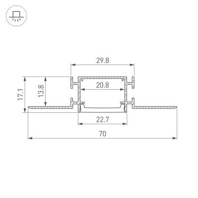 Профиль FANTOM-BENT-W23-SIDE-2000 ANOD (Arlight, Алюминий) 040331(1) 