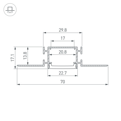 Профиль FANTOM-BENT-W23-TOP-2000 ANOD (Arlight, Алюминий) 040347(1) 
