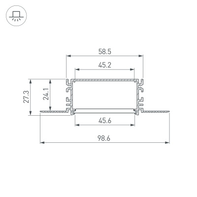 Профиль FANTOM-BENT-W49-TOP-2000 ANOD (Arlight, Алюминий) 046429 