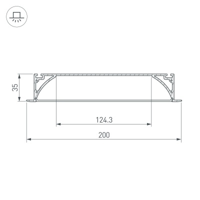 Профиль с экраном ARH-POWER-W200-F-2000 ANOD (Arlight, Алюминий) 027916 