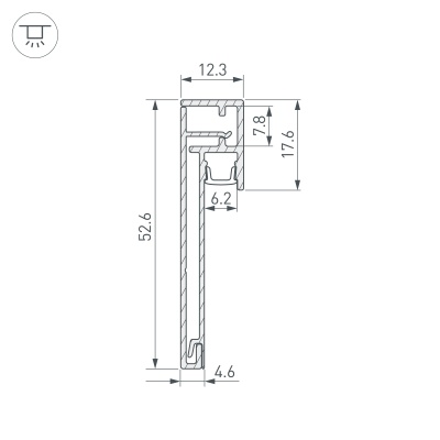 Профиль PLINTUS-H54B-2000 ANOD (Arlight, Алюминий) 046387 