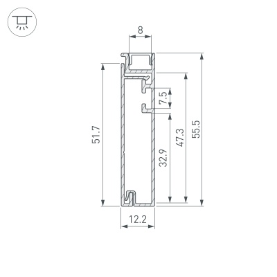 Профиль PLINTUS-H55-2000 BLACK (Arlight, Алюминий) 045442 
