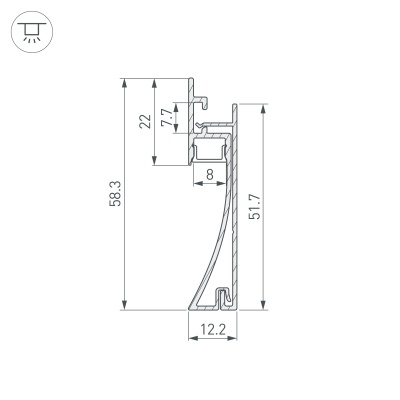 Профиль PLINTUS-H58-F-2000 BLACK (Arlight, Алюминий) 045286 
