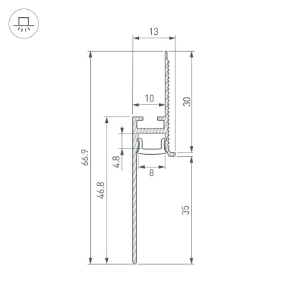 Профиль PLINTUS-FANTOM-H35-2000 WHITE (Arlight, Алюминий) 043666 