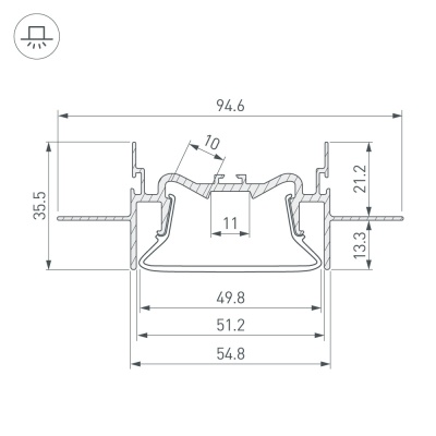 Профиль FOLED-50-CEIL-CENTER-2000 (Arlight, Алюминий) 035769 
