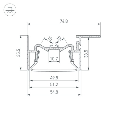 Профиль FOLED-50-CEIL-SIDE-2000 (Arlight, Алюминий) 035770 