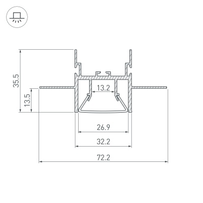Профиль FOLED-CEIL-CENTER-3000 (Arlight, Алюминий) 044853 