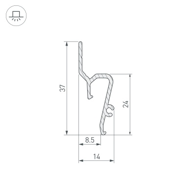 Профиль STRETCH-SHADOW-TECH-VENT-2000 BLACK (A2-DELTA) (Arlight, Алюминий) 041160 