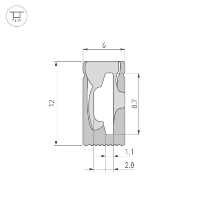 Силиконовый профиль WPH-FLEX-0612-SIDE-S8-10m BLACK (Arlight, Силикон) 045785 