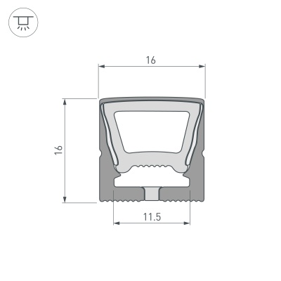 Силиконовый профиль WPH-FLEX-1616-TOP-S11-5m FULL BLACK (Arlight, Силикон) 045774 