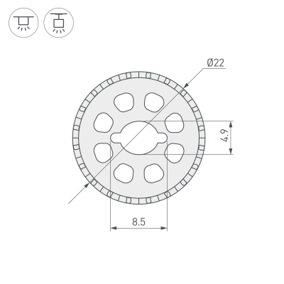 Силиконовый профиль WPH-FLEX-ROPE-D22-360deg-S8-5m WHITE (Arlight, Силикон) 048598 