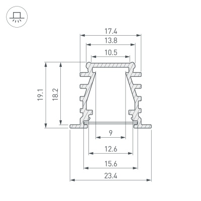 Профиль TOP-DEEP-F-2000 ANOD (K13,P15) (Arlight, Алюминий) 016971 