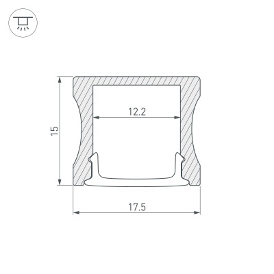 Профиль с экраном ALU-SLIM-H15-2000 ANOD+FROST (Arlight, Алюминий) 018246 
