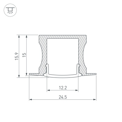 Профиль с экраном ALU-SLIM-H15-F-2000 ANOD+FROST (Arlight, Алюминий) 018243 