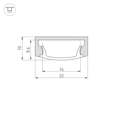 Профиль с экраном ALU-WIDE-H8-2000 ANOD+FROST (Arlight, Алюминий) 014852 