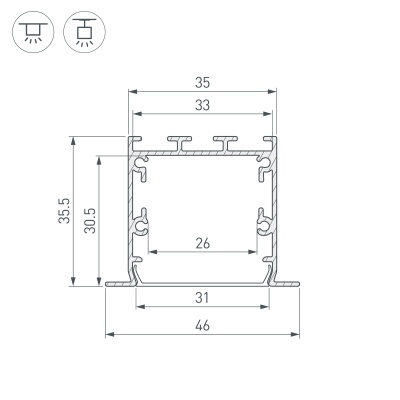 Профиль LINIA49-F-S-2000 BLACK (Arlight, Алюминий) 041873 