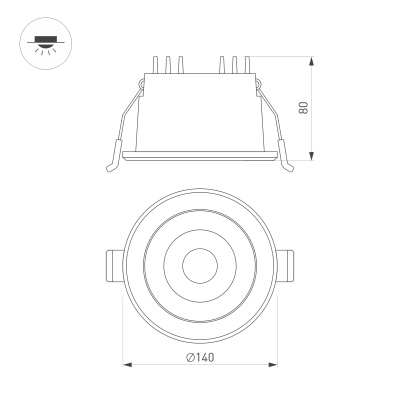 Светильник MS-ALORA-BUILT-R140-12W Day4000-MIX (BK, 40 deg, TRIAC) (Arlight, IP54 Пластик, 3 года)