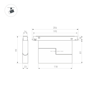 Светильник MAG-ORIENT-FLAT-FOLD-S195-6W Warm3000 (BK, 80 deg, 48V) (Arlight, IP20 Металл, 5 лет)