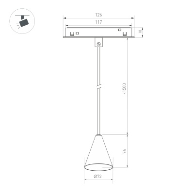 Светильник MAG-ORIENT-CONE-HANG-7W Day4000 (BK, 40 deg, 48V) (Arlight, IP20 Металл, 3 года)