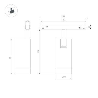 Светильник MAG-ORIENT-SPOT-R35-6W Warm3000 (BR, 24 deg, 48V, DALI) (Arlight, IP20 Металл, 5 лет)