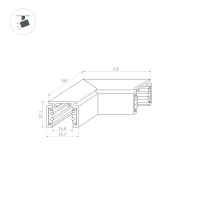 Коннектор угловой MAG-ORIENT-CON-2620-L90 (WH) (Arlight, IP20 Металл, 3 года)