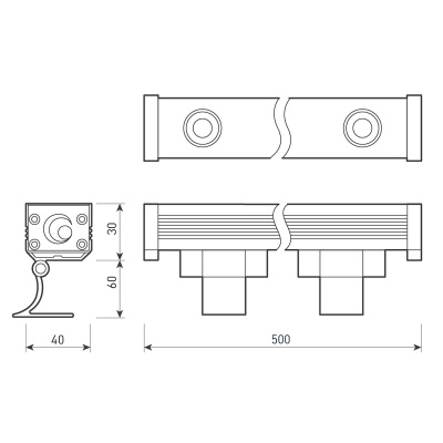 Линейный прожектор AR-LINE-500-12W Warm (GR, 30 deg, 230V) (Arlight, IP65 Металл, 3 года)
