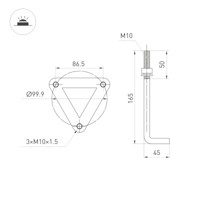 Светильник LGD-FRESNEL-BOLL-H800-20W Warm3500-MIX (GR, 290 deg, 230V) (Arlight, IP65 Металл, 5 лет)