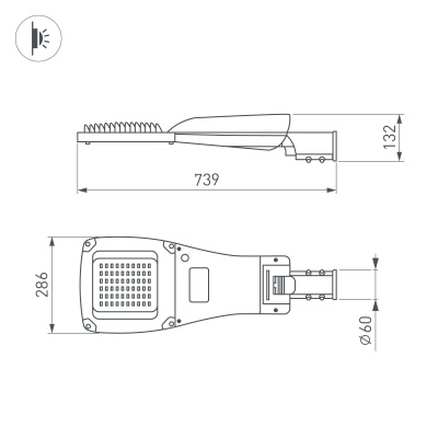Светильник OXOR-GRES-739х286-120W Day4000 (GR, 150x80 deg, 230V) IP66 (Arlight, -)