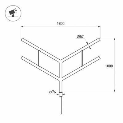 Кронштейн OXOR-SY4-1800x76-L1000 BLACK (Arlight, Сталь)