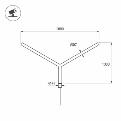 Кронштейн OXOR-SY2-1800x76-L1000 BLACK (Arlight, Сталь)