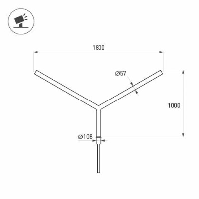 Кронштейн OXOR-SY2-1800x108-L1000 BLACK (Arlight, Сталь)