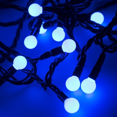 Светодиодная гирлянда ARD-BALL-CLASSIC-D13-5000-BLACK-50LED BLUE (230V, 3.5W) (Ardecoled, IP65)
