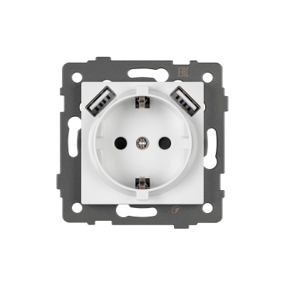 Механизм розетки с USB зарядкой SCT-MUAA-PL-WH-V (250V, 16A) (Arlight, -)