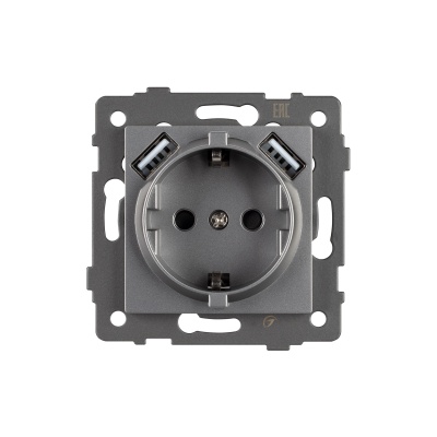 Механизм розетки с USB зарядкой SCT-MUAA-PL-GR-V (250V, 16A) (Arlight, -)
