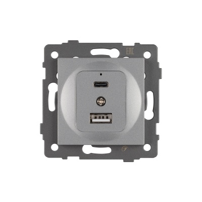 Механизм USB розетки SCT-MUAC-PL-GR-V (5V, 3A, QC4) (Arlight, -)