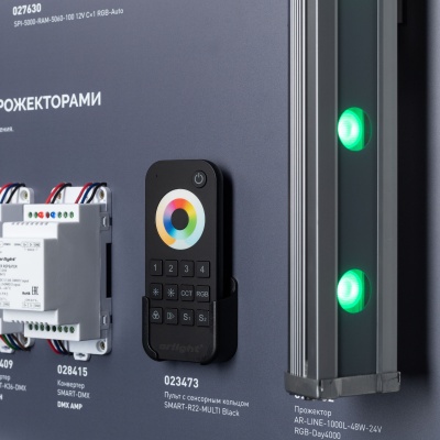 Стенд Управление светильниками DMX512 E34 1760x600mm (DB 3мм, пленка, лого, Arlight)